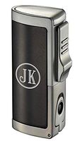 Personalized Visol Aleus Black Matte Triple Jet Cigar Lighter with Built-in Punch - Free Engraving (Two Initial)