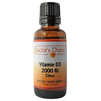 Doctor’s Choice Vitamin D3 2000 IU Citrus Liquid Herbal Supplement with Orange and Lemon Essential Oils, 30ml, Kosher – Premium Quality – Glass Bottle.