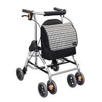 TYJ-USA Elderly Walker Toddler Rehabilitation Exercise Collapsible Sitting Cart Old Shopping Cart Four Wheels Shopping Cart Care for Parents' Gifts (Color : Black, Size : 62.552cm)