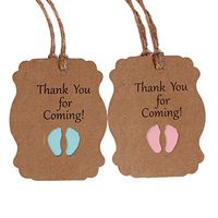 SUPVOX 100PCS Baby Shower Tags Boys Girls Thank You for Coming Tags Party Favor (Blue+Pink)
