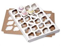 Cupcake Holder Inserts - Mini Cupcake Holder ~ White/Kraft Holds 24-13 - 15/16x9-15/16x3/4" - (100 Per Pack) - WRAPS-CCHR24M
