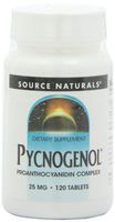 Source Naturals Pycnogenol 25mg Proanthocyanidin Complex Herbal Antioxidant and Anti-Infammatory French Maritime Pine Bark Extract Promotes Vascular Health - 120 Tablets