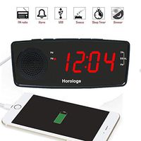 Digital LED USB Alarm Clock Radio with FM Radio, Dual USB Chargers, Large 1.2" Display, Snooze, Sleep Timer, Dimmer and Battery Backup for bedrooms