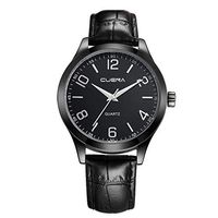 Men Watches,Fxbar Luxury Quartz Sport Military Stainless Steel Dial Leather Band Wrist Watch Business Automatic Watch (A)