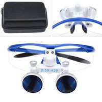 Aries Outlets Surgical Medical Binocular Loupes 2.5X420mm Optical Glass Plastic Frame with Antifog Blue
