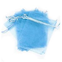 WSERE 100 Pieces Organza Gift Bags Drawstring Packing Bag Wedding Birthday Party Favors Jewelry Mesh Pouches, 3.6×2.8 inches(Light Blue)