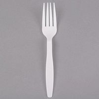 Disposables Heavy Weight Strong Construction White Plastic Fork For Restaurant Food Court Office Snack Room Cafe Dining Commerical Cafeteria To Go Take Out Catering Utensil - 100/Pack