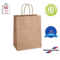 CreativePaper 50pcs 7x3.5x9" Kraft Paper Bags with Handles for Party Wedding Shopping (50, X-Small)