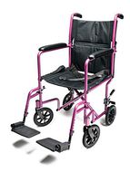 Everest & Jennings Aluminum Transport Wheelchair, Fixed Full Arms & Swingaway Footrests, 19" Seat, Pink Color