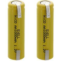 (2-PACK) Exell AA 1.2V 1000mAh NiCD Rechargeable Batteries with Tabs for meters, radios, hybrid automobiles, high power static applications (Telecoms, UPS and Smart grid), radio controlled devices