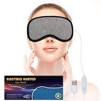 Mavogel Heated Eye Mask - Electric Heated Sleeping Mask for Dry Eyes, Puffy Eyes/Dark Circles, Ultra Soft Cotton USB Heating Eye Pad with Adjustable Temperature and Time Control, Washable, Grey