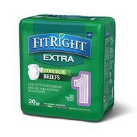 FitRight Stretch Extra Adult Diapers, Disposable Incontinence Briefs with Tabs, Moderate Absorbency,  Medium, 30"-52", 4 packs of 20 (80 total)