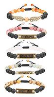 Finrezio 5 PCS Bead Bracelets Women Aromatherapy Essential Oil Diffuser Natural Lave Rock Stone Inspirational Bracelet Set 8MM (Style B: 5 PCS Adjustable)