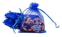 TheDisplayGuys 100-Pack 3x4 Royal Blue Sheer Organza Gift Bags with Drawstring, Jewelry Candy Treat Wedding Party Favors Mesh Pouch