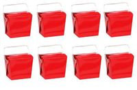 Cakesupplyshop Packaged 8 Large Glossy Red Chinese Take Out Boxes Quart Size Party Favor and Food Pail