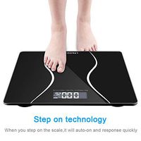 Digital Bathroom Scale, Highly Accurate Body Weight Scale with Round Corner Design, Lighted LED Display, 400 lb (Black)