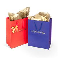 Elite Finds Premium 8 Piece Large Gift Bags with Tissue Paper Set - Gold Lettering, Gold Bow and Gold Tissue Paper, Holds Up to 5 Lbs - Suitable for Any Occasion, Holidays, Weddings, Birthdays