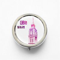 RhyNSky Big Ben Mini Portable Pocket Pill Box Case Holder for Purse, 3 Compartments, Silvery, FS540