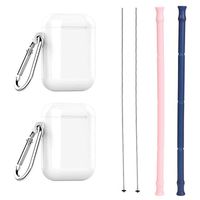 Silicone Straws with case Portable Straws reusable Extra long straws drinking flexible Sillicone Folding straws - Travel straws with Case collapsible 2 Pack (Navy Blue, Pink)