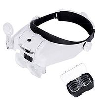 USB Handsfree Head Mount Magnifier-3LED Lamp,6 Lenses Included (1.0X - 8.0X) for Reading,Electronics,Watch Repair, Jewelry