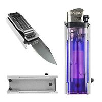 P.S Lighter Holder for Regular Lighters W/Opened Folding Knife, Pocket Knife. for Collection, Camping, Daily Carry