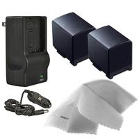 Canon High Capacity Lithium Ion Replacement for Canon BP-827 - 2 (IC Intelligent Chip) Batteries (3000Mah) + AC/DC Rapid Travel Charger + Nwv Direct Micro Fiber Cleaning Cloth