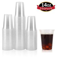Plastic Cups, 100 Pack 14 Oz Clear Plastic Cups, Plastic Cups 14 Oz Clear Cups, Disposable Clear Plastic Cups Water Cups Disposable Cups, 14 Oz Water Clear Plastic Cups Clear Plastic Cups Plastic Cups