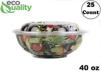 40oz Salad Bowls To-Go with Lids (25 Count) - Clear Plastic Disposable Salad Containers | Airtight, Lunch, Salads, Parfait, Fruits, Leak Proof, Airtight, Fresh, Meal Prep | Rose Bowl Container (40oz)