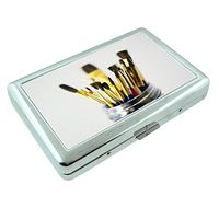 Paintbrush Em1 Hip Silver Cigarette Case Id Holder Metal Wallet 4" X 2.75" RFID Protection