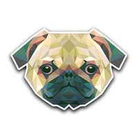 CUSTOMI Pug Dog Head Polygon Geometric Sticker Decal Poly Car Truck MacBook Laptop Outdoor Vinyl