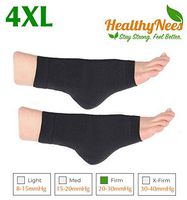 HealthyNees Extra Wide Ankle Big Feet 20-30 mmHg Compression Swelling Foot Pain Circulation Plus Size Sock Open Toe Sleeve (Black, Wide Ankle 4XL)