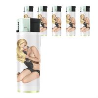 Butane Refillable Electronic Lighter Set of 5 Pieces Pin Up Girl Design-015
