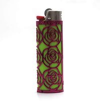 Lucklybestseller Metal Lighter Case Cover Holder Hollow Design for BIC Full Size Lighter J6 (Rose Hollow-Purple)