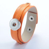 2016 1pcs Punk Leather Bangle Bracelets for Noosa Snaps Charm Button orange Stylish Fashion Accesories Cheap Jewerly Accessory Accessories