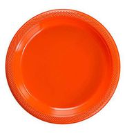 Exquisite Plastic Dessert/Salad Plates - Solid Color Disposable Plates - 100 Count (10 Inch, Orange)