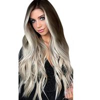 Eyeshadow Putars Gray 60cm Womens Synthetic Wig Grey Long Wavy Full Wigs Party Hair Wigs Women Party Cosplay Festival Fancy Dress Party Wigs Wigs for Women Human Hair Natural Wig (Gray)