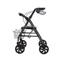 LSY@ Walker, Four Rounds Old Man Trolley Can Sit Grocery Shopping Scooter Shopping Moped Light Fold Disabled Walk Auxiliary with Seat Walker Foldable Black