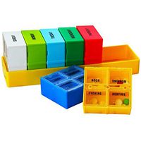 GreatforU 7 Day Weekly Pill Organizer, Daily AM PM Travel Pill Case Box Prescription, Medicine, Vitamin, Fish Oil, 28 Divided Compartments Pill Reminder Planner, Medication Tablets Dispenser Container