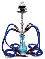 4 hose 22" Blue Hookah shisha nargila bars smoking pipe glass water Vase new