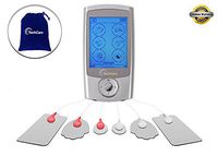 TechCare Pro TENS Unit 24 Modes Best Portable Massager Back Neck Stress Sciatic Pain, Handheld Full Body Palm Plus Digital Pulse Impulse Professional Micro Massager (Silver)