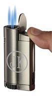 Personalized Visol Elbert Silver Triple Flame Torch Lighter - Free Engraving (Two Initials)