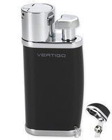Vertigo by Lotus Rook Single Flame Cigar Lighter with 7mm Cigar Punch, Pouch and Warranty Black