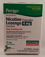 Perrigo Nicotine Polacrilex Mini Lozenge, 4mg Stop Smoking Aid, Mint Flavor, 81 Lozenges