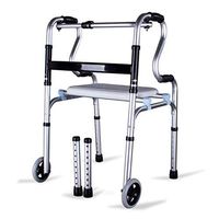 Elderly Walker, Wheeled Walker Rehabilitation for The DisabledWheeled Seat Assisted Frame Disabled Rehabilitation Training Support Tool Assisted to Get Up (Color : Silver)