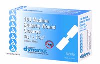 Dynarex Adhesive Bandage, Butterfly Fab, Medium, 3/8 Inches x 1 13/16 Inches Sterile, 100 Count (Pack of 3)