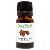 Anise Star Essential Oil - 1/3 fl oz (10 ml) Glass Bottle w/Euro Dropper - 100% Pure Essential Oil - GreenHealth
