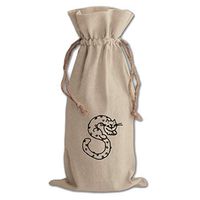 "S" Cats Initial Monogram Letter S Cotton Canvas Wine Bag, Cotton Drawstring