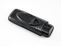 Skyway Devonte Crocodile 2 Cigar Case Holder with Cigar Cutter - Black