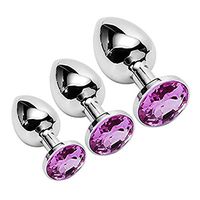WENWING 3 Pcs Metal Crystal Round Shaped Base Amal Plug for Couples Shower Enema Six Toys