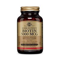 Solgar Biotin 5000 mcg, 100 Veg Caps - Promote Healthy Skin, Nails & Hair - Supports Energy Production, Protein, Carbohydrate & Fat Metabolism - Vitamin B - Non GMO, Vegan, Gluten Free - 100 Servings